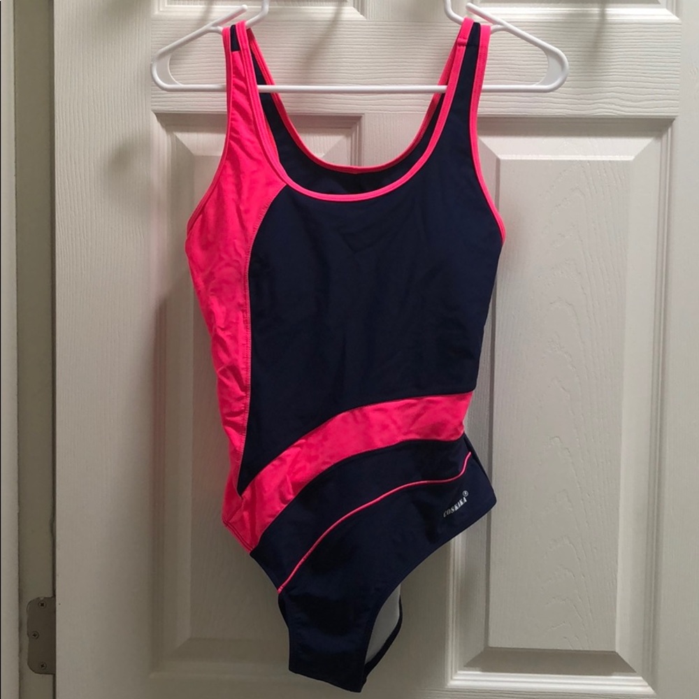 One piece swimsuit Hot pink and Navy blue